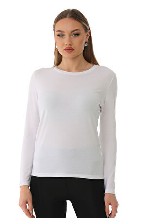 Kadın Modal  Tişört-Beyaz