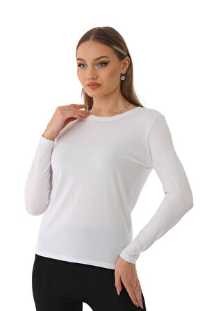 Kadın Modal  Tişört-Beyaz