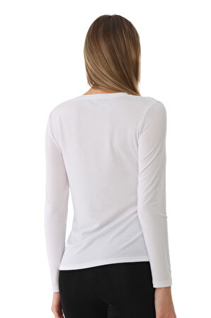 Kadın Modal  Tişört-Beyaz