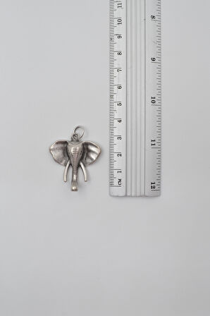 Fil Kafası KolyeÖrme Zincir Kolye - Antik Gümüş Kaplama - Kadın Erkek - 60 cm