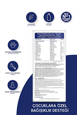 Immune Liquid Arpa Matı Ekstresi İçeren Çocuklara Özel Bağışıklık Destekleyici Vitamin 150 ml