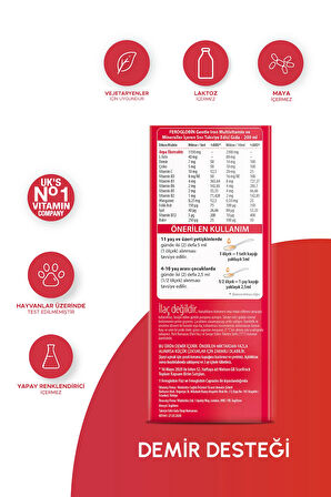 Immune Liquid Feroglobin Liquid Çocuk Vitamin, Demir Vitamin Takviyesi