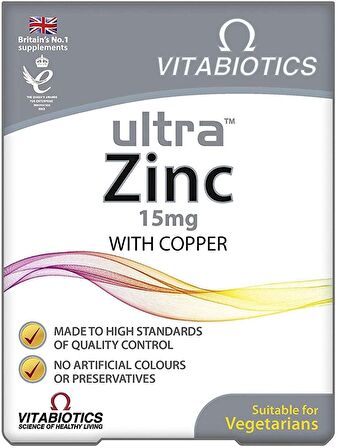 Vitabiotics Ultra Zinc 15 mg Takviye Edici Gıda 60 Tablet