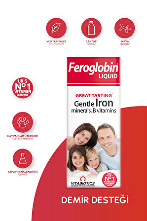 Feroglobin Demir (Gentle Iron), Arpa Maltı Ekstresi İçeren Sıvı Takviye Edici Gıda 200 ml
