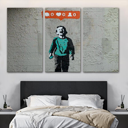 Bansky Takipçisi Olmadığı İçin Ağlayan Sosyal Medya Cocugu Kanvas Tablo-5021
