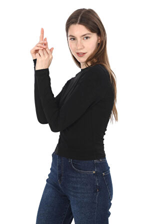 Likralı Pamuk Tişört-Slim Fit-Siyah