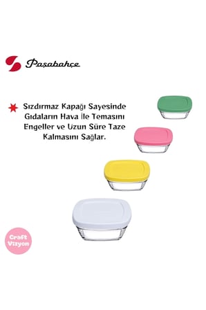 Pudding Silikon Kapaklı Cam Saklama Kabı 4'lü Kahvaltılık