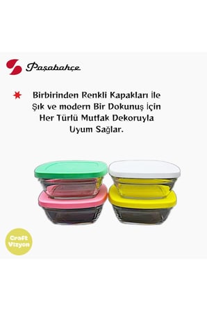 Pudding Silikon Kapaklı Cam Saklama Kabı 4'lü Kahvaltılık