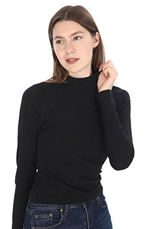 Dik Yaka Penye Tişört 2'li Satış-Siyah-Beyaz