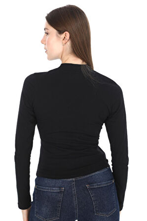 Dik Yaka Penye Tişört 2'li Satış-Siyah-Beyaz