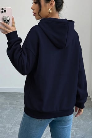 Unisex DesenKelebekk Baskılı Oversize Hoodie Kapüşonlu Sweatshirt