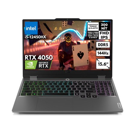 Lenovo LOQ i5-12450HX 64-GBDDR5 512 GB SSD RTX4050 (6GB) 105W 15.6" FHD 144Hz Windows 11 Pro Oyuncu Bilgisayarı 83GS009ATRHMF53