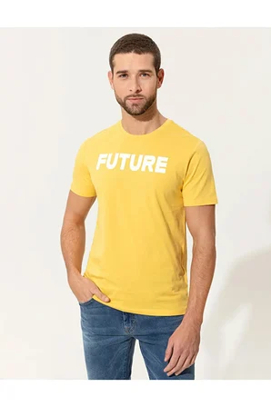  Slim Fit Baskılı Bisiklet Yaka Tişört 50249708-VR044
