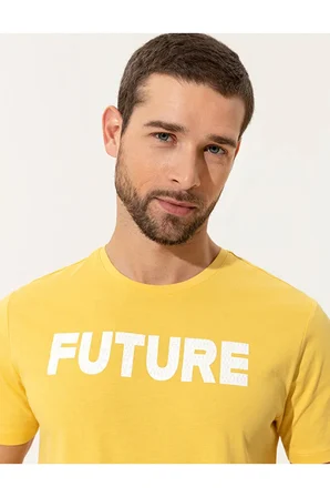  Slim Fit Baskılı Bisiklet Yaka Tişört 50249708-VR044