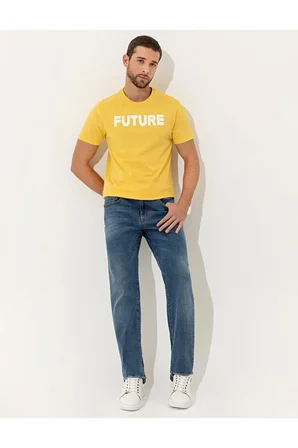  Slim Fit Baskılı Bisiklet Yaka Tişört 50249708-VR044