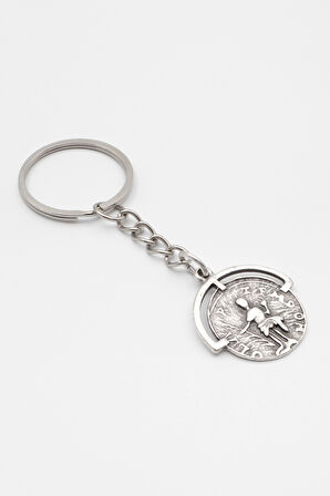 Bohem Roma Dönemi Sikke Anahtarlık - Antik Gümüş Kaplama - Kadın Erkek