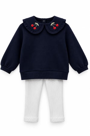 Kız Çocuk Takım Sweatshirt ve Taytlı 3 İplik Takım %100 Organik Pamuk