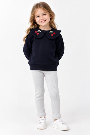 Kız Çocuk Takım Sweatshirt ve Taytlı 3 İplik Takım %100 Organik Pamuk