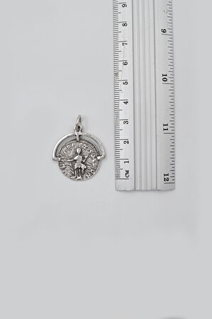 Bohem Roma Dönemi Sikke Örme Zincir Kolye - Antik Gümüş Kaplama - Kadın Erkek - 60 cm