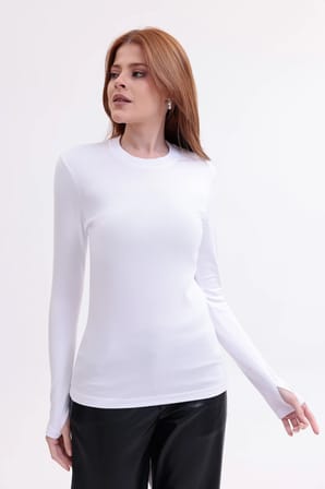 Parmak Detaylı Bisiklet Yaka Body