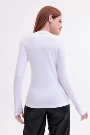 Parmak Detaylı Bisiklet Yaka Body