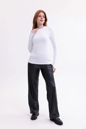 Parmak Detaylı Bisiklet Yaka Body