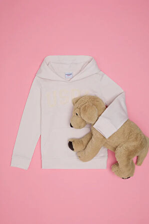 Çocuk Ekru Basic Kapüşonlu Sweatshirt 50260922-vr019