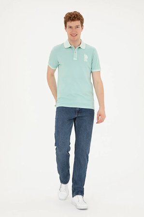 Erkek Slim Fit Polo Yaka Su i Basic Tişört 50263475-VR083