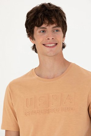 Erkek Regular Fit Bisiklet Yaka Camel Tişört 50263480-VR015