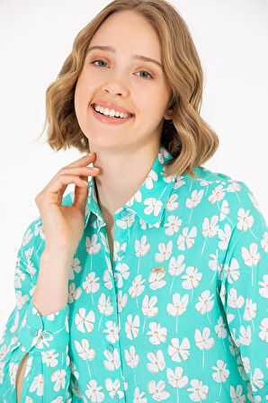 Kadın Mint Uzun Kollu Gömlek 50263742-VR090