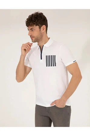  Slim Fit Fermuarlı Polo Yaka Tişört 50263932-VR013