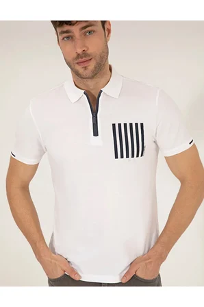  Slim Fit Fermuarlı Polo Yaka Tişört 50263932-VR013