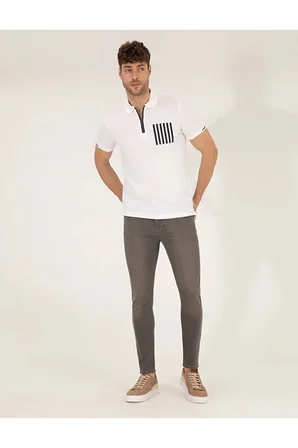 Slim Fit Fermuarlı Polo Yaka Tişört 50263932-VR013