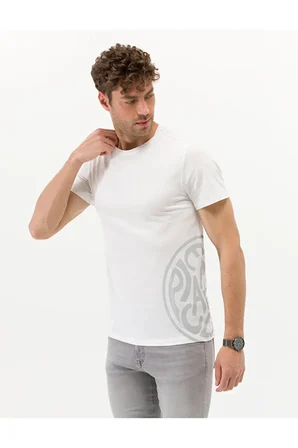  Slim Fit Baskılı Bisiklet Yaka Tişört 50264193-VR019