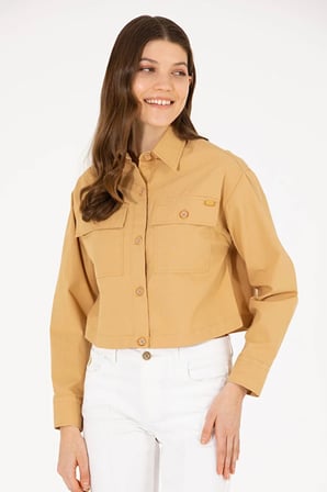 Kadın Camel Uzun Kollu Gömlek 50264482-VR015