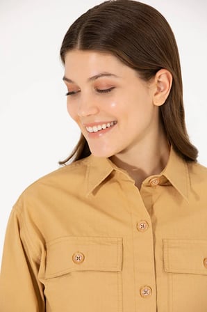 Kadın Camel Uzun Kollu Gömlek 50264482-VR015