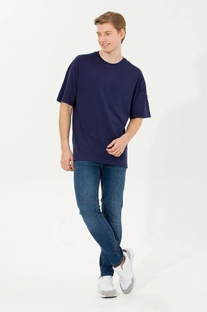 Erkek  Comfort Long Bisiklet Yaka Tişört 50265229-VR033