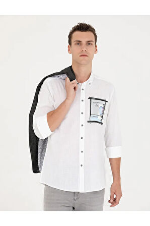 Beyaz Regular Fit Uzun Kollu Gömlek 50265588-VR013
