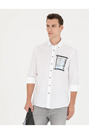 Beyaz Regular Fit Uzun Kollu Gömlek 50265588-VR013