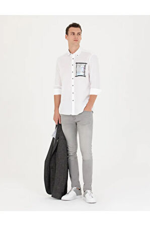 Beyaz Regular Fit Uzun Kollu Gömlek 50265588-VR013