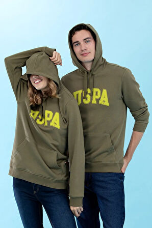 Haki Kapüşonlu Basic Sweatshirt 50273736-VR027