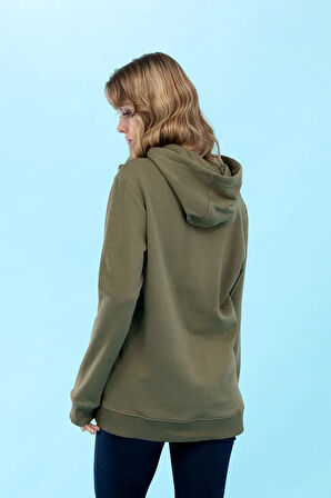 Haki Kapüşonlu Basic Sweatshirt 50273736-VR027