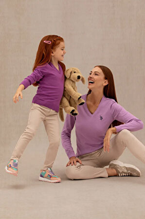 Kız Çocuk Violet Basic V Yaka Kazak 50275850-VR203