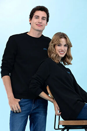 Siyah Bisiklet Yaka Basic Sweatshirt 50276089-VR046