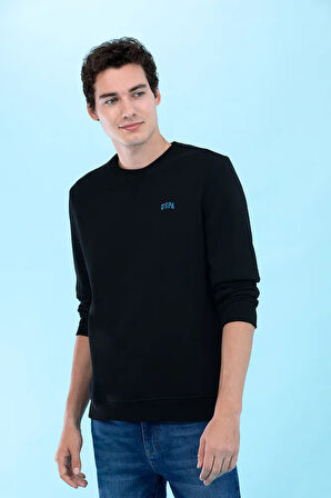 Siyah Bisiklet Yaka Basic Sweatshirt 50276089-VR046