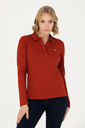 Kadın Kiremit Basic Polo Yaka Sweatshirt 50276160-VR031