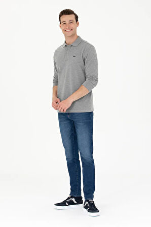 Erkek Gri Melanj Basic Sweatshirt 50276314-VR086