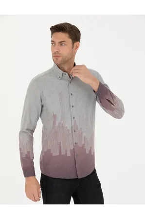 Bordo Slim Fit Uzun Kollu Gömlek 50276366-VR014