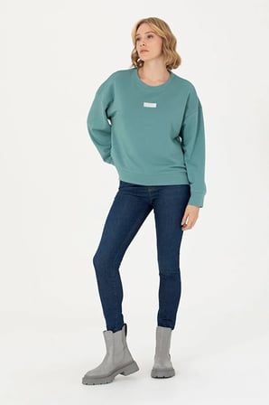 Kadın  Bisiklet Yaka Basic Sweatshirt 50276557-VR090