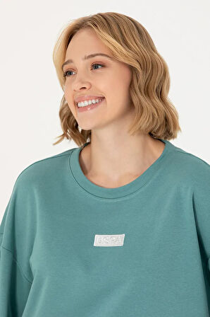 Kadın Mint Bisiklet Yaka Basic Sweatshirt 50276557-VR090